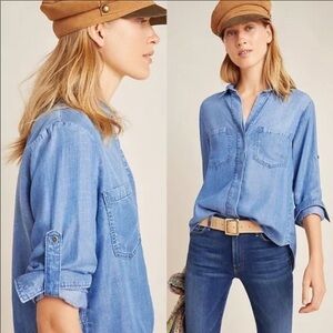 Cloth and Stone Anthology Sz‎ XS Button Shirt split back metal buttons